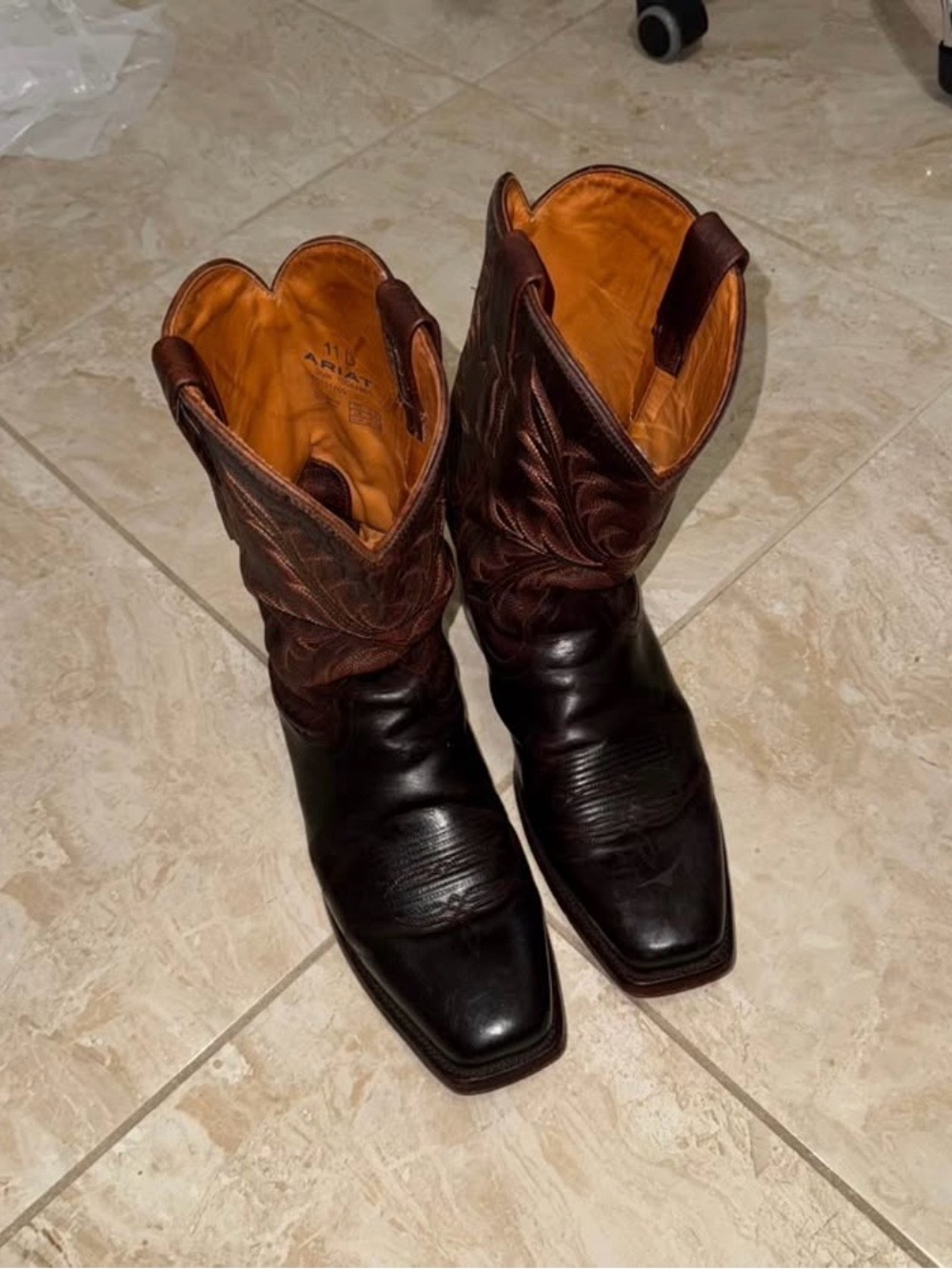 Ariat Men's Dark Brown Leather Western Cowboy Boots with Tan Lining